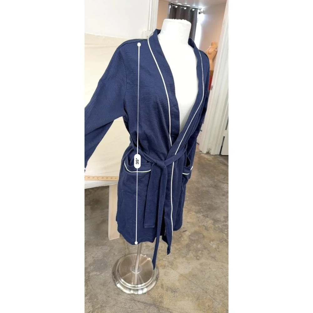 Amazon Essentials Navy Waffle Knit Robe | Soft Lightweight‎ Spa Bathrobe